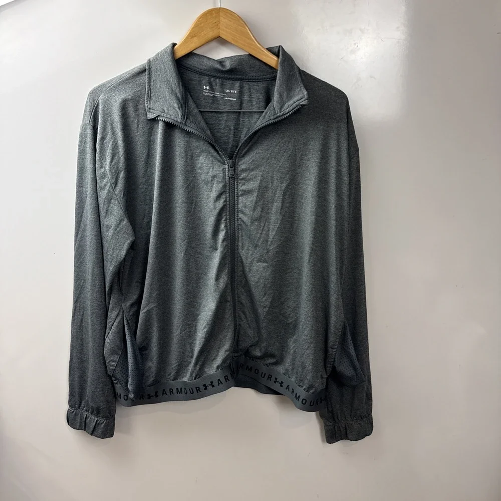Under Armour Women Full Zip HeatGear Loose Gray Jacket, Large - Picture 1 of 11